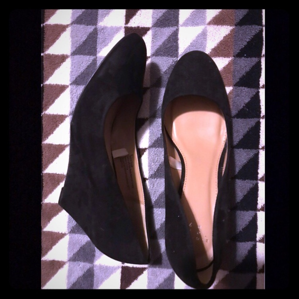 Velvety Black Wedges